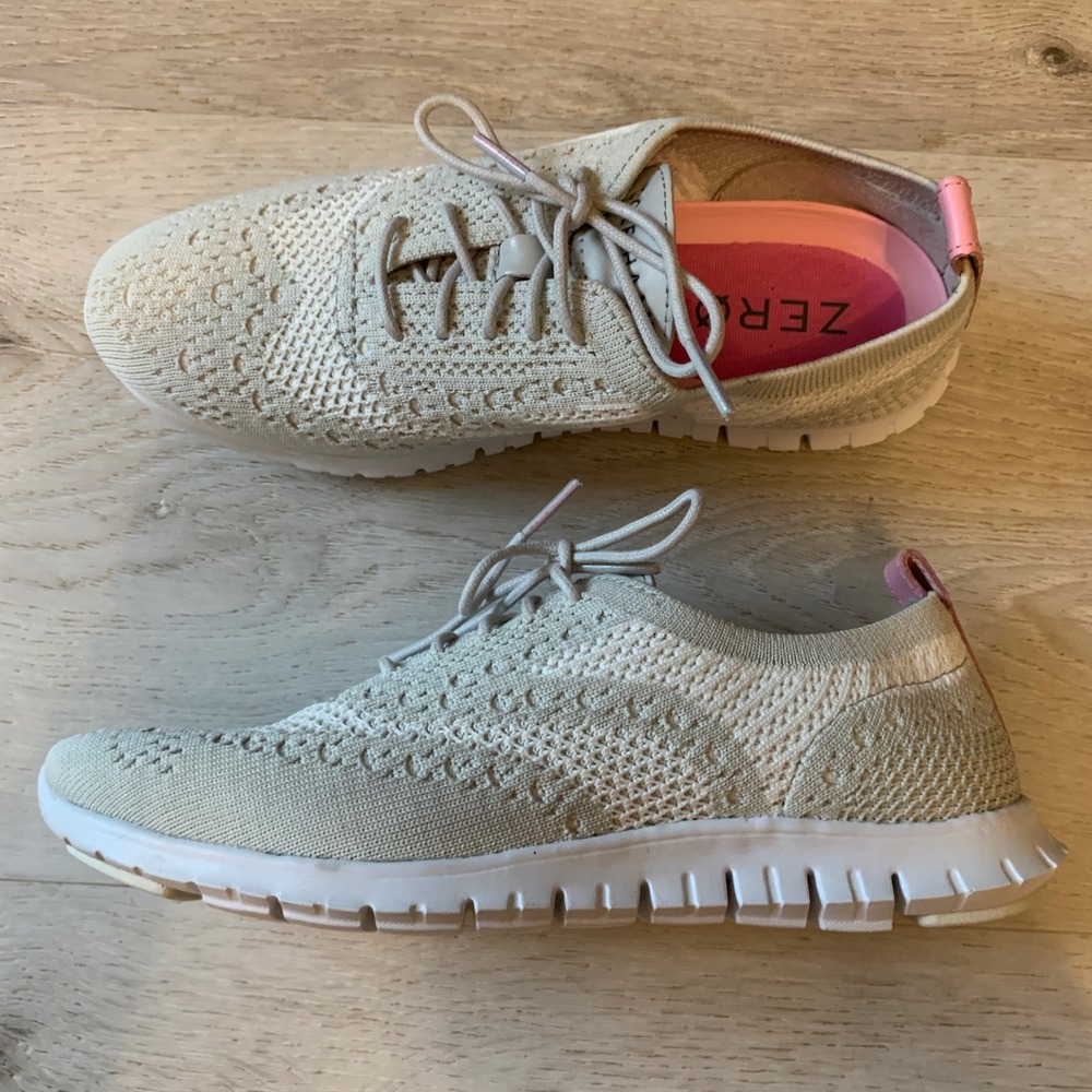 Cole Haan Zerogrand Stitchlite Oxford Beige White Pink W24030 Womens 5B